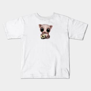 Cute Baby Pig With Football Soccer Ball Kids T-Shirt